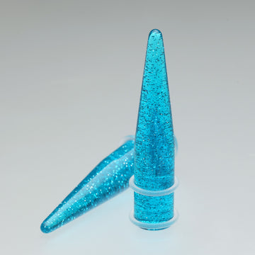 Detail View 1 of A Pair of Glitter UV Acrylic Taper-Blue